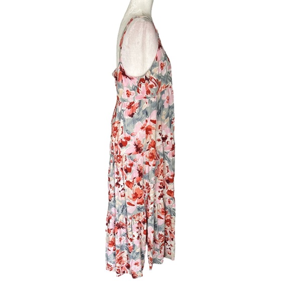 Easel Anthropologie Pastel Pink Floral Tiered Maxi Slip Dress - L - Picture 4 of 10